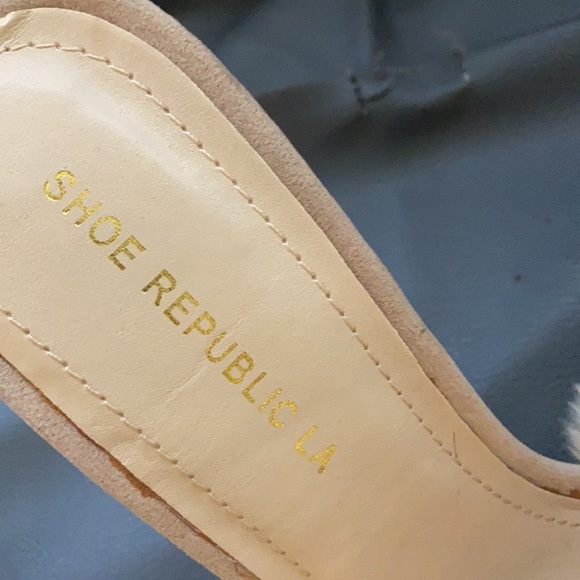 Rabbit Fur Mules with Block Lucite Heels - Picture 2 of 5